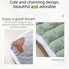 2-piece L size Green Pet Winter Comfort Bundle – 70*55cm Plush Pet Blanket and 60*40cm Thickened Pet Sleeping Bed Set for Dogs and Cats, Double-Sided Warm Blanket with Soft Plush Bed Cushion
