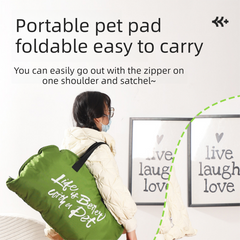 Khaki S size Portable Foldable Pet Bed Mat – Waterproof Travel Dog Bed and Cat Cushion with Carry Handles, Removable Washable Cover, Plush Comfort Padding for Indoor and Outdoor Use